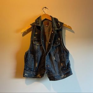 NWOT Distressed Denim Vest